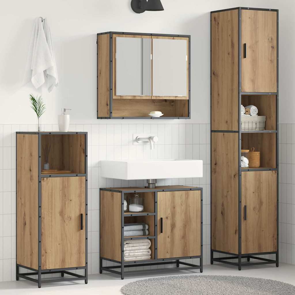 Σετ Επίπλων Μπάνιου 4 pcs Artisan Oak Επεξεργασμένο ξύλο - Pakobazaar