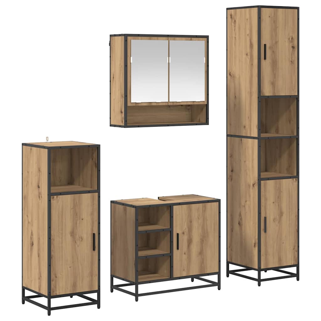 Σετ Επίπλων Μπάνιου 4 pcs Artisan Oak Επεξεργασμένο ξύλο - Pakobazaar