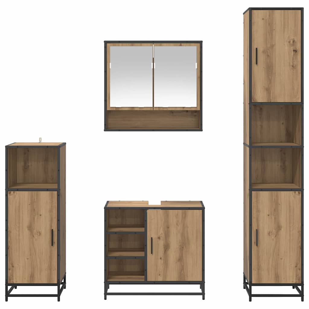 Σετ Επίπλων Μπάνιου 4 pcs Artisan Oak Επεξεργασμένο ξύλο - Pakobazaar