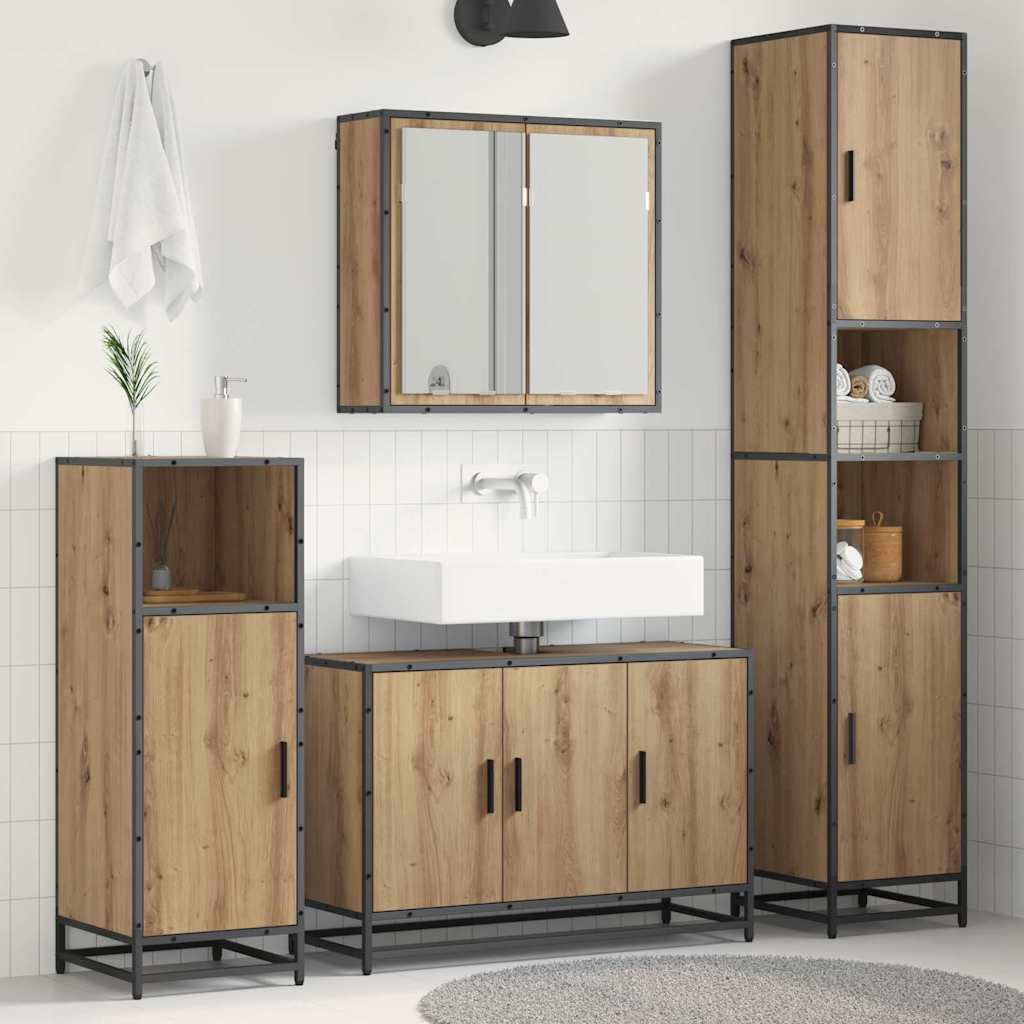 Σετ Επίπλων Μπάνιου 3 pcs Artisan Oak Επεξεργασμένο ξύλο - Pakobazaar