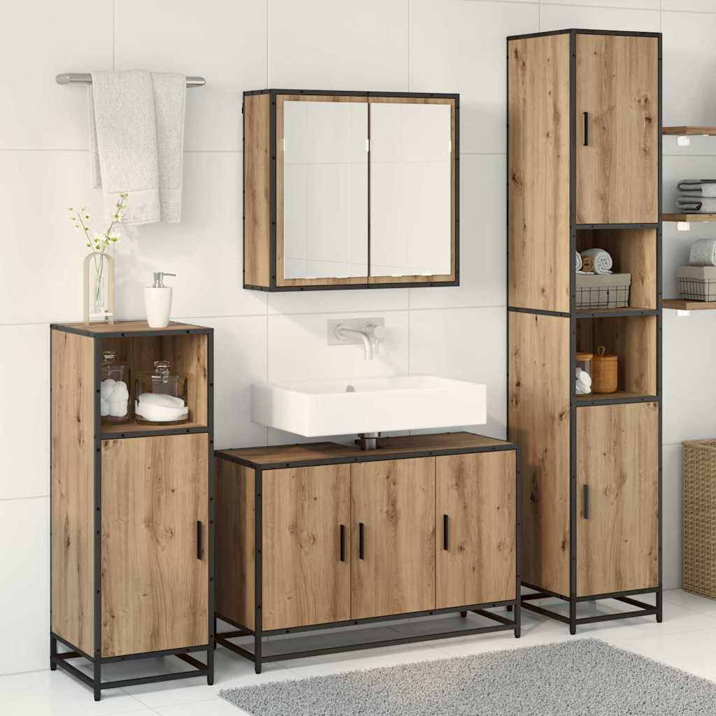 Σετ Επίπλων Μπάνιου 3 pcs Artisan Oak Επεξεργασμένο ξύλο - Pakobazaar