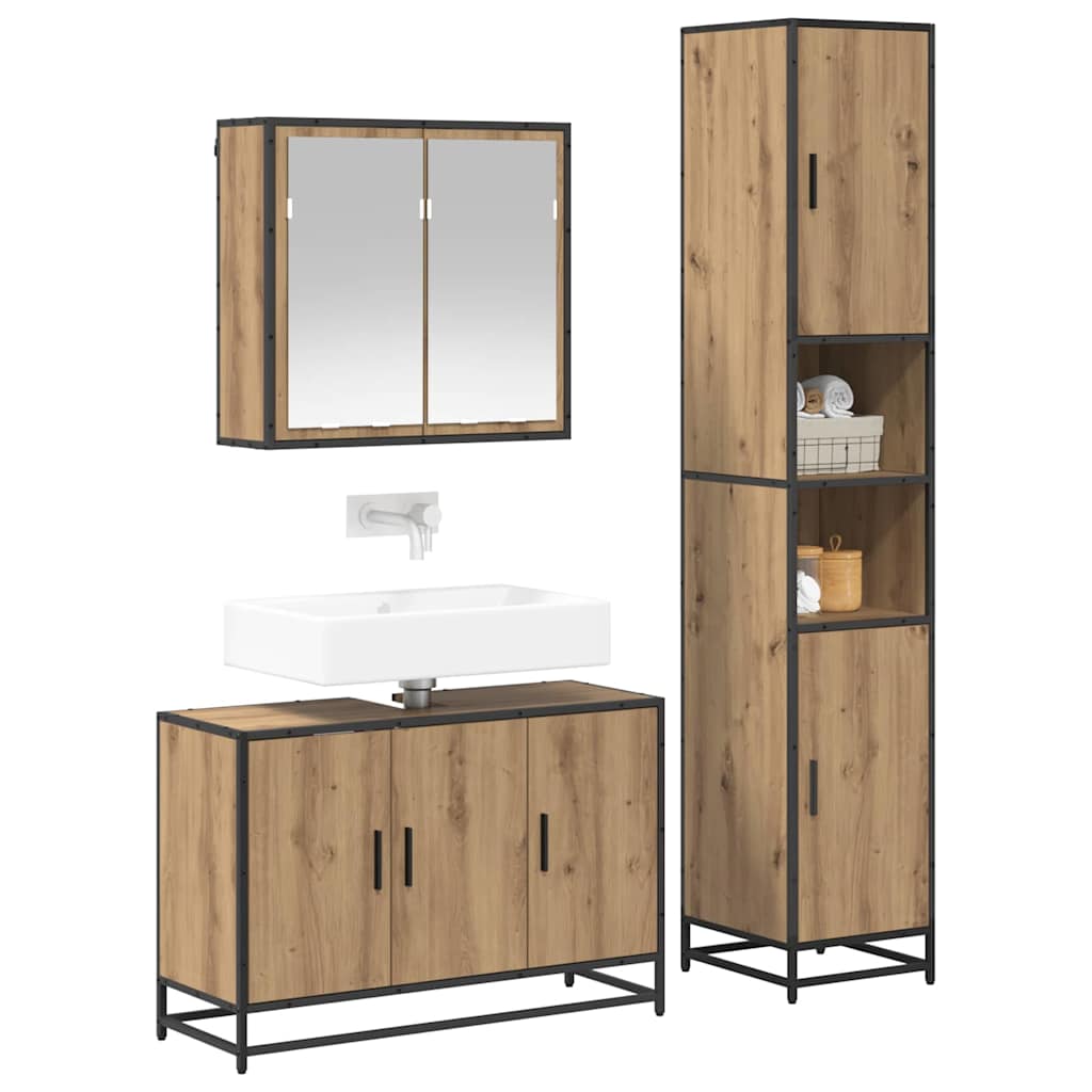 Σετ Επίπλων Μπάνιου 3 pcs Artisan Oak Επεξεργασμένο ξύλο - Pakobazaar