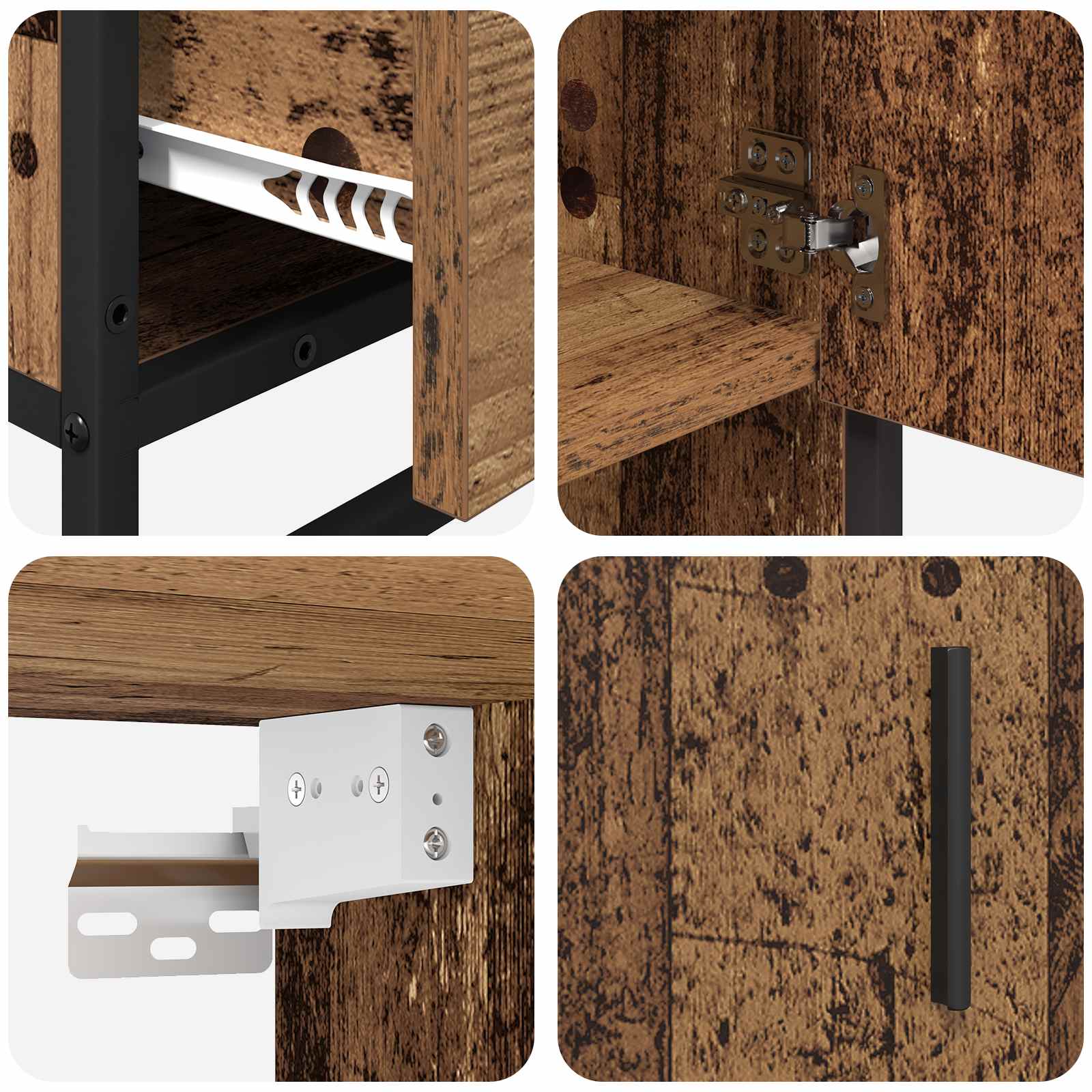 Σετ Επίπλων Μπάνιου με ράφι 3 pcs Παλιό Ξύλο Επεξεργασμένο ξύλο