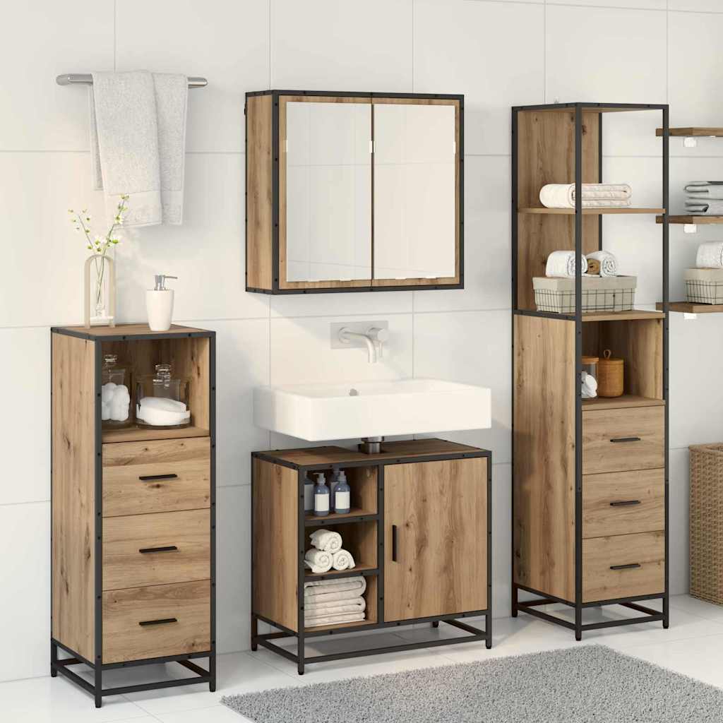 Σετ Επίπλων Μπάνιου 4 pcs Artisan Oak Επεξεργασμένο ξύλο - Pakobazaar