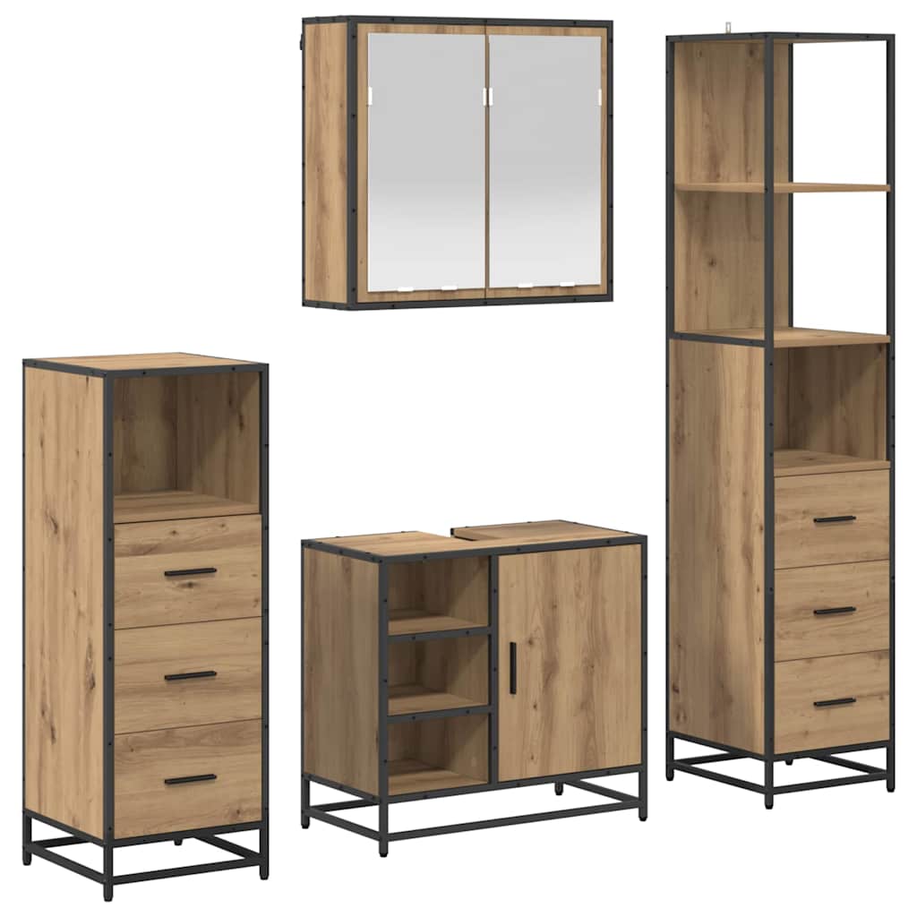 Σετ Επίπλων Μπάνιου 4 pcs Artisan Oak Επεξεργασμένο ξύλο - Pakobazaar