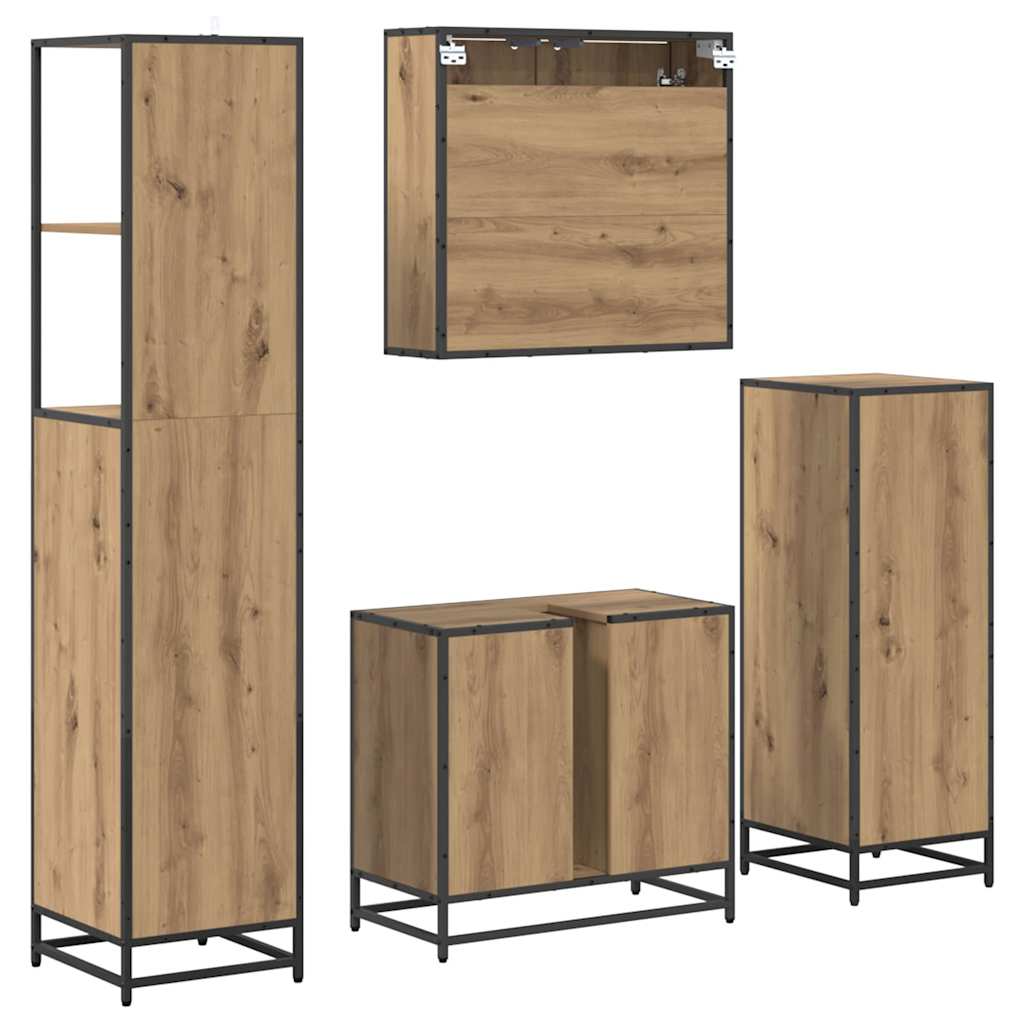 Σετ Επίπλων Μπάνιου 4 pcs Artisan Oak Επεξεργασμένο ξύλο - Pakobazaar