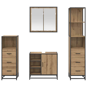 Σετ Επίπλων Μπάνιου 4 pcs Artisan Oak Επεξεργασμένο ξύλο - Pakobazaar