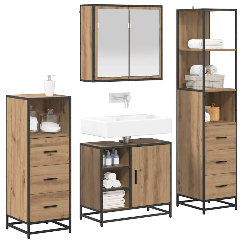 Σετ Επίπλων Μπάνιου 4 pcs Artisan Oak Επεξεργασμένο ξύλο - Pakobazaar