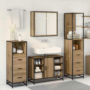 Σετ Επίπλων Μπάνιου 3 pcs Artisan Oak Επεξεργασμένο ξύλο - Pakobazaar