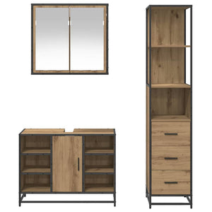 Σετ Επίπλων Μπάνιου 3 pcs Artisan Oak Επεξεργασμένο ξύλο - Pakobazaar