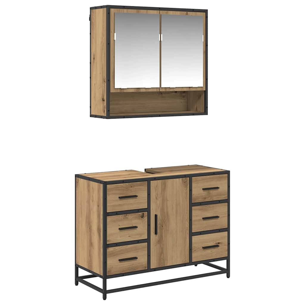 Σετ Επίπλων Μπάνιου 2 pcs Artisan Oak Επεξεργασμένο ξύλο - Pakobazaar
