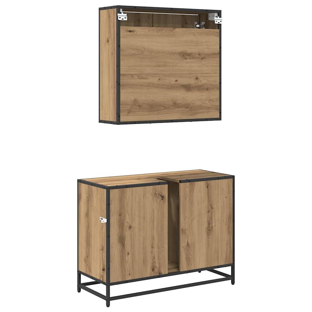 Σετ Επίπλων Μπάνιου 2 pcs Artisan Oak Επεξεργασμένο ξύλο - Pakobazaar