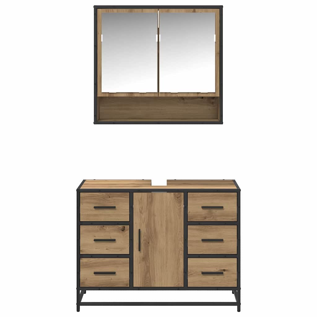 Σετ Επίπλων Μπάνιου 2 pcs Artisan Oak Επεξεργασμένο ξύλο - Pakobazaar