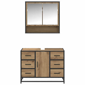 Σετ Επίπλων Μπάνιου 2 pcs Artisan Oak Επεξεργασμένο ξύλο - Pakobazaar