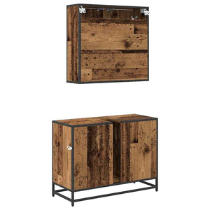 Σετ Επίπλων Μπάνιου με ράφι 2 pcs Παλιό Ξύλο Επεξεργασμένο ξύλο - Pakobazaar