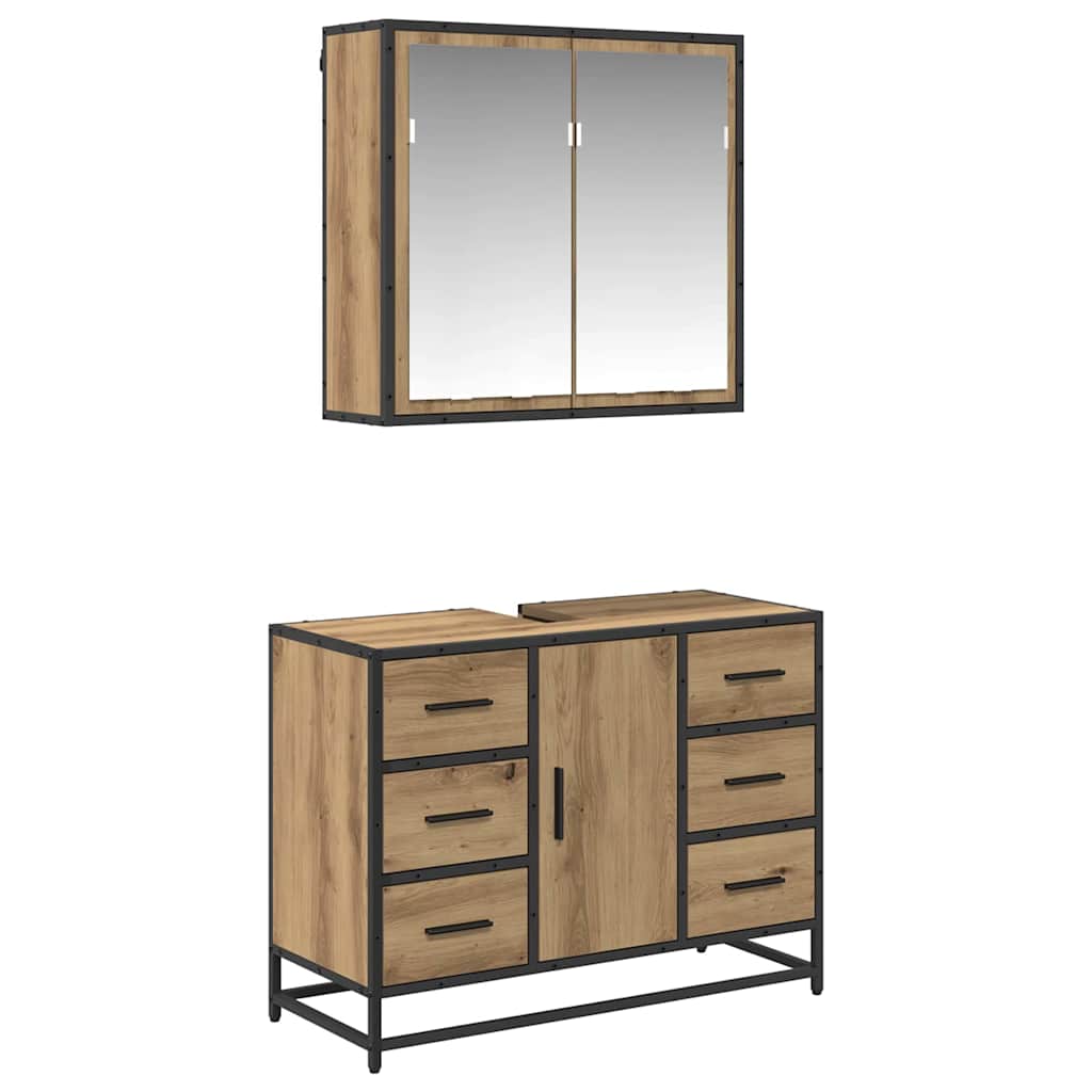 Σετ Επίπλων Μπάνιου 2 pcs Artisan Oak Επεξεργασμένο ξύλο - Pakobazaar