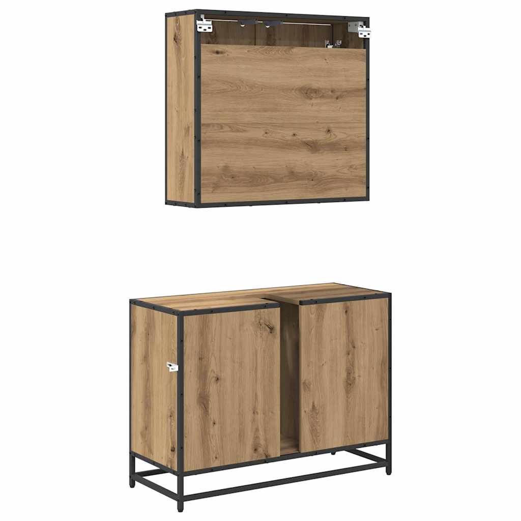 Σετ Επίπλων Μπάνιου 2 pcs Artisan Oak Επεξεργασμένο ξύλο - Pakobazaar