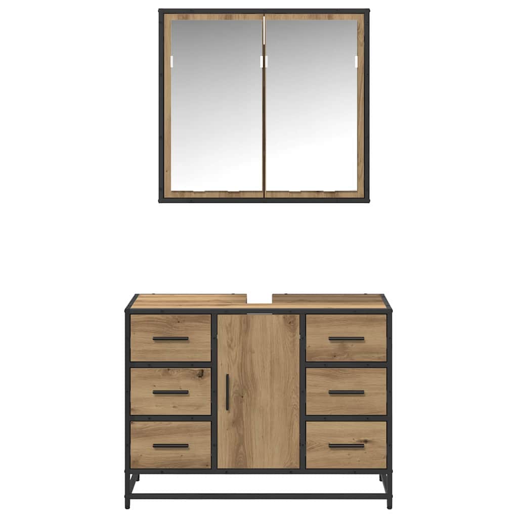 Σετ Επίπλων Μπάνιου 2 pcs Artisan Oak Επεξεργασμένο ξύλο - Pakobazaar
