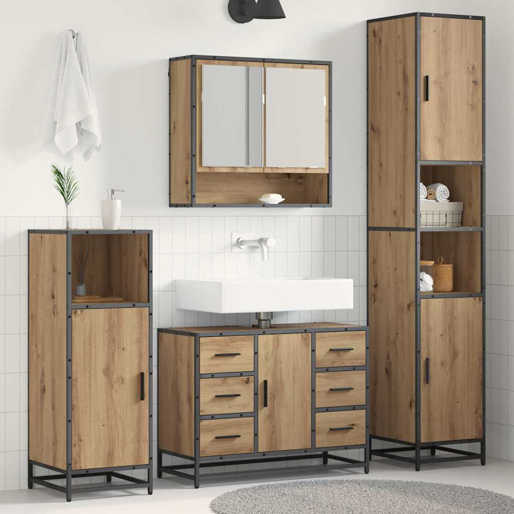 Σετ Επίπλων Μπάνιου 4 pcs Artisan Oak Επεξεργασμένο ξύλο - Pakobazaar