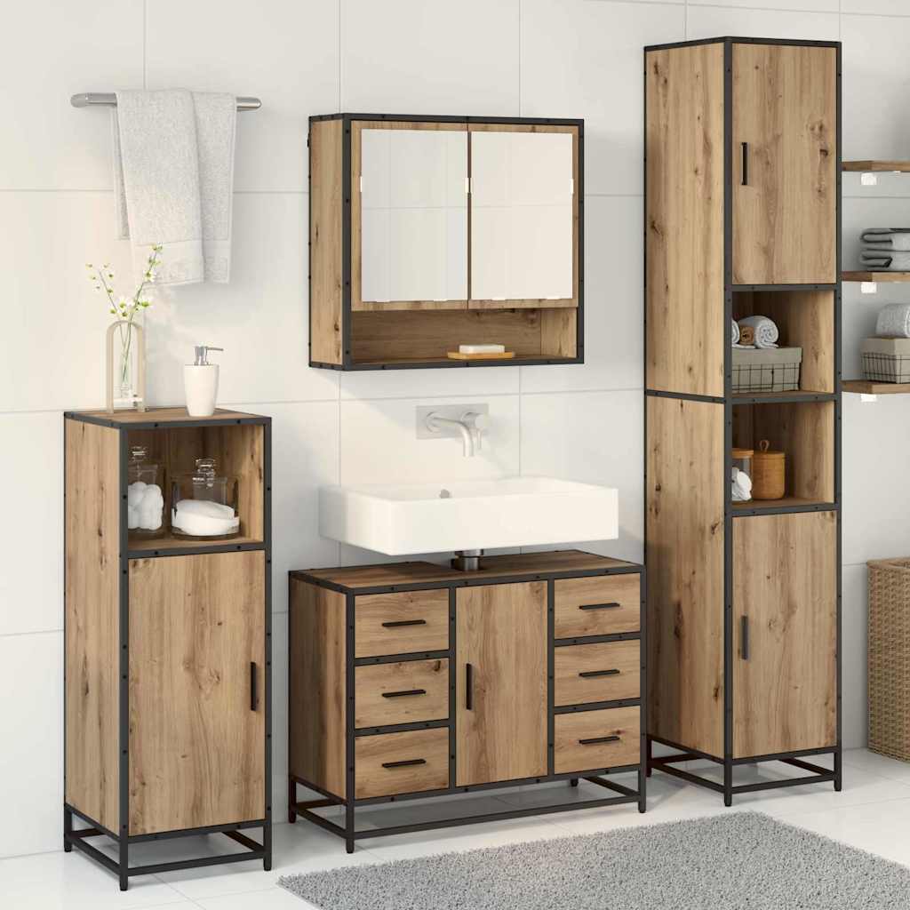 Σετ Επίπλων Μπάνιου 4 pcs Artisan Oak Επεξεργασμένο ξύλο - Pakobazaar
