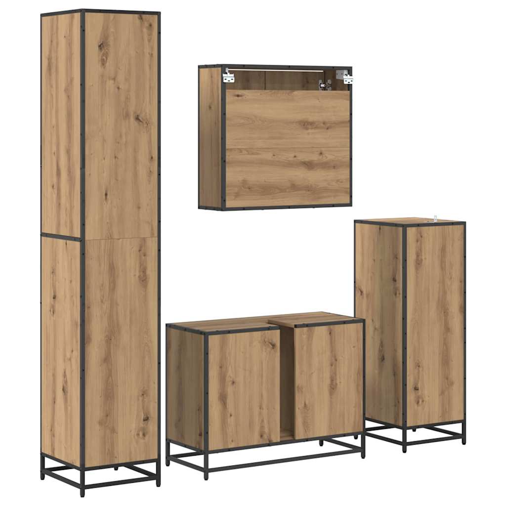 Σετ Επίπλων Μπάνιου 4 pcs Artisan Oak Επεξεργασμένο ξύλο - Pakobazaar