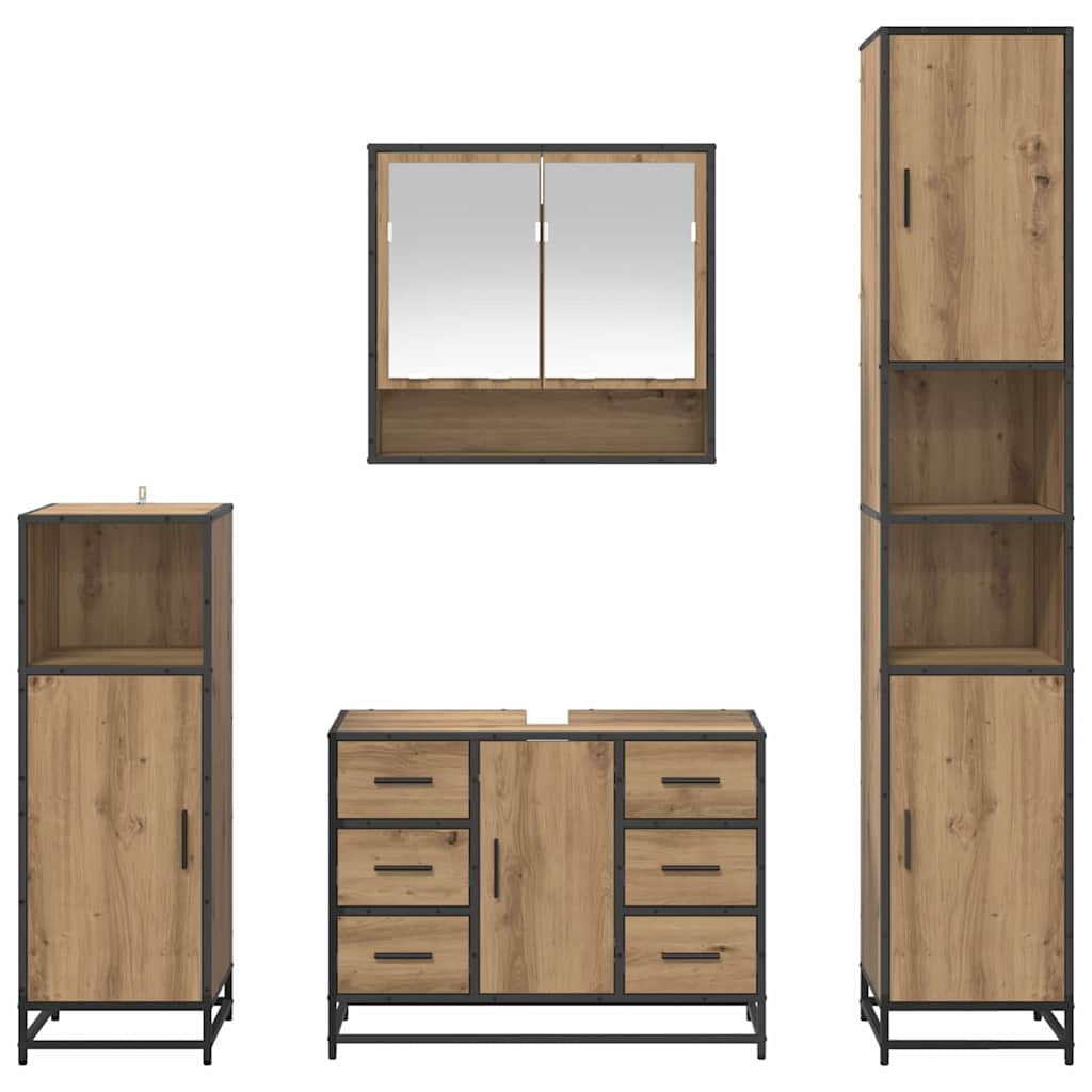 Σετ Επίπλων Μπάνιου 4 pcs Artisan Oak Επεξεργασμένο ξύλο - Pakobazaar