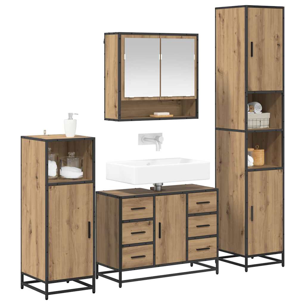 Σετ Επίπλων Μπάνιου 4 pcs Artisan Oak Επεξεργασμένο ξύλο - Pakobazaar