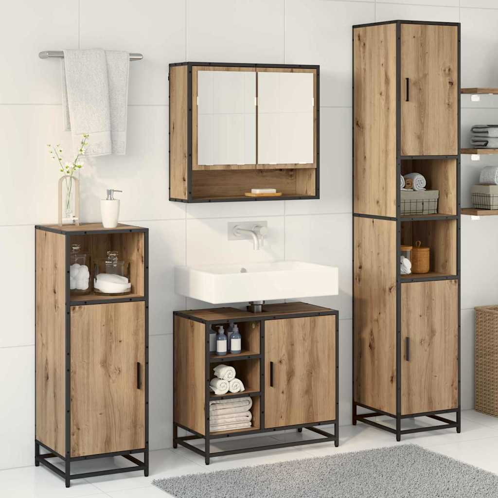 Σετ Επίπλων Μπάνιου 3 pcs Artisan Oak Επεξεργασμένο ξύλο - Pakobazaar