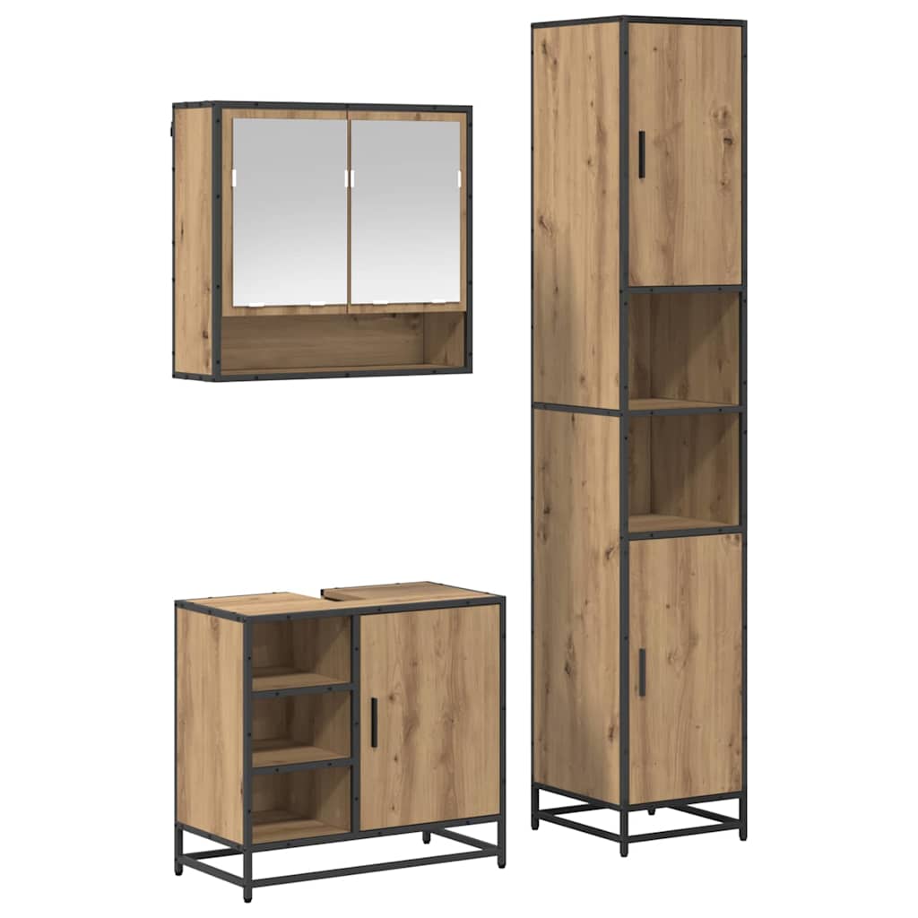 Σετ Επίπλων Μπάνιου 3 pcs Artisan Oak Επεξεργασμένο ξύλο - Pakobazaar