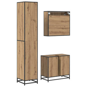 Σετ Επίπλων Μπάνιου 3 pcs Artisan Oak Επεξεργασμένο ξύλο - Pakobazaar
