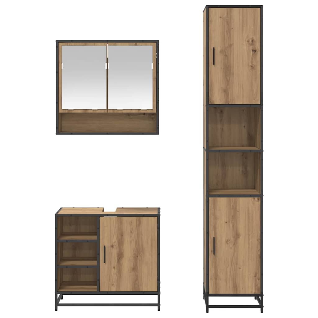 Σετ Επίπλων Μπάνιου 3 pcs Artisan Oak Επεξεργασμένο ξύλο - Pakobazaar