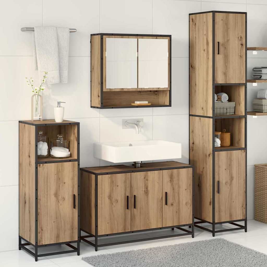 Σετ Επίπλων Μπάνιου 4 pcs Artisan Oak Επεξεργασμένο ξύλο - Pakobazaar