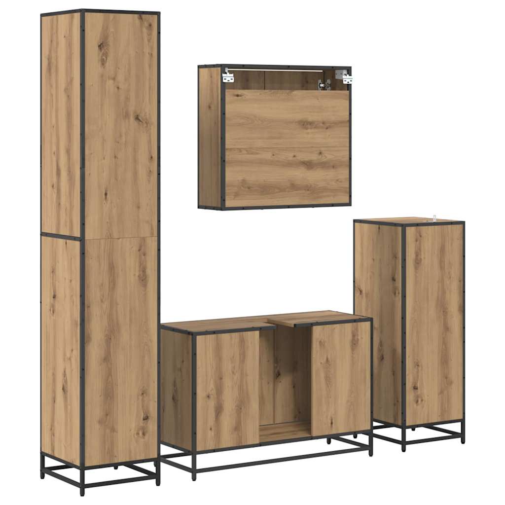 Σετ Επίπλων Μπάνιου 4 pcs Artisan Oak Επεξεργασμένο ξύλο - Pakobazaar