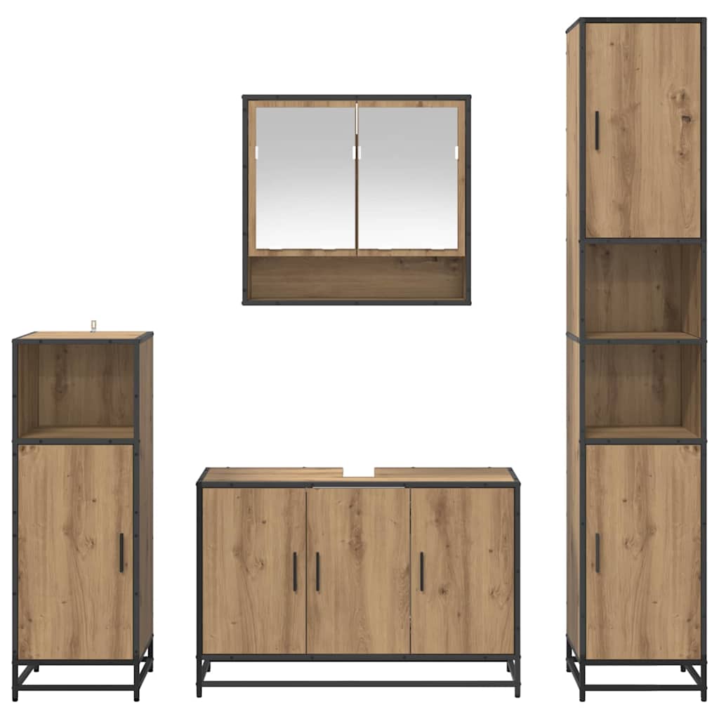 Σετ Επίπλων Μπάνιου 4 pcs Artisan Oak Επεξεργασμένο ξύλο - Pakobazaar