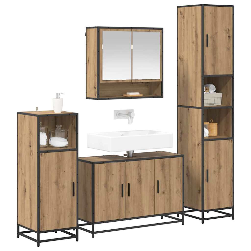 Σετ Επίπλων Μπάνιου 4 pcs Artisan Oak Επεξεργασμένο ξύλο - Pakobazaar