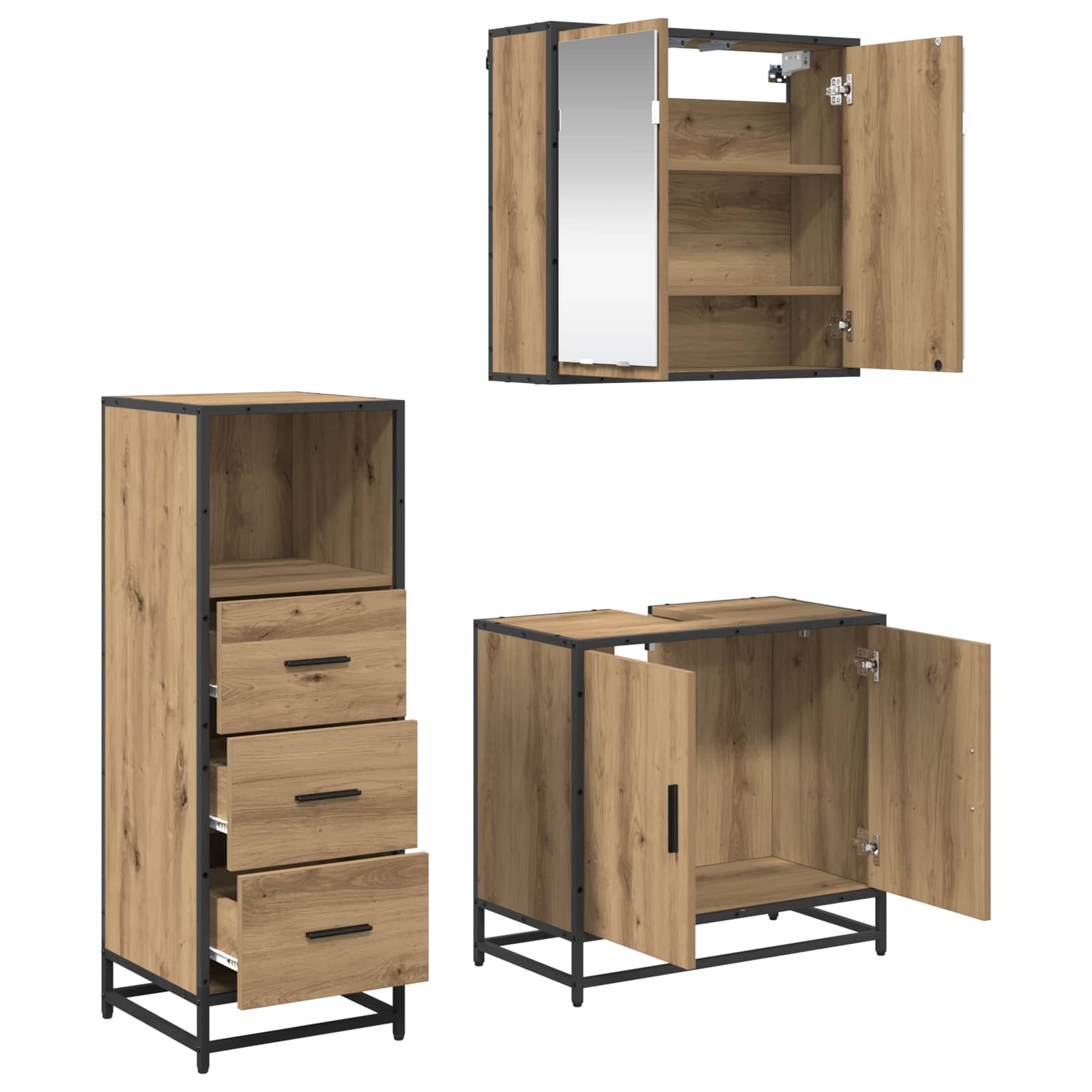 Σετ Επίπλων Μπάνιου 3 τμχ. Artisan Oak 65 x 33 x 60 εκ