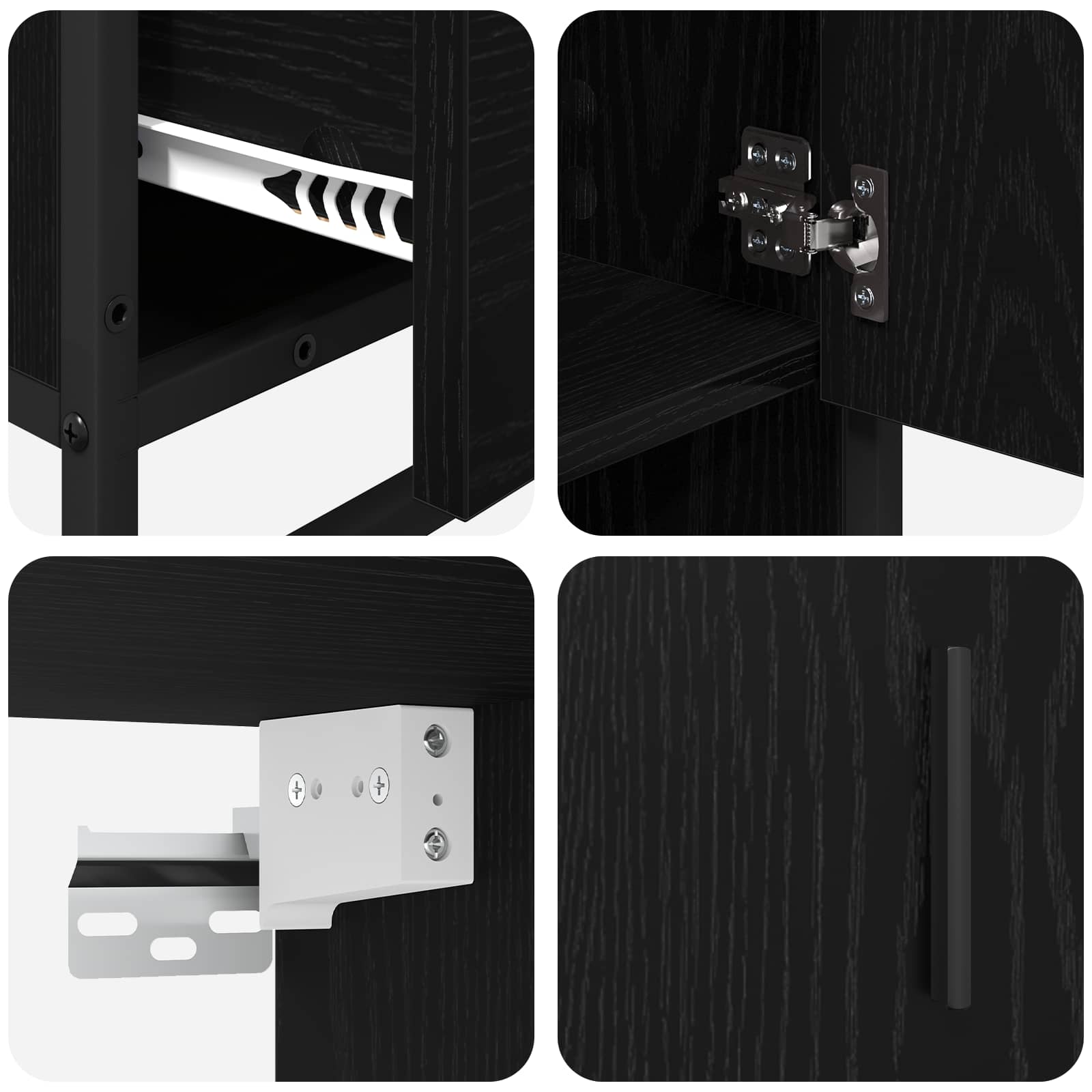 Σετ Επίπλων Μπάνιου με ράφι 3 pcs Μαύρη Οξυά Επεξεργασμένο ξύλο