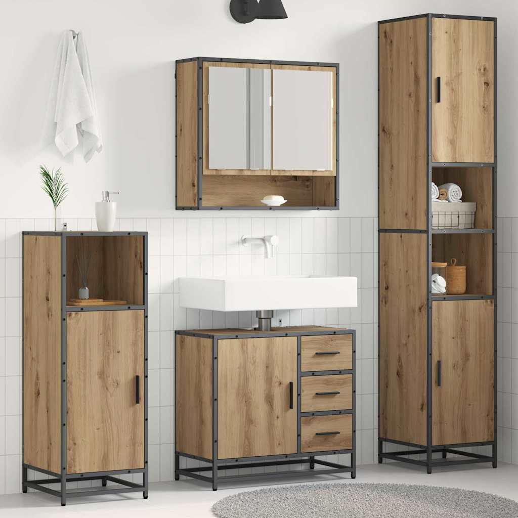 Σετ Επίπλων Μπάνιου 4 pcs Artisan Oak Επεξεργασμένο ξύλο - Pakobazaar