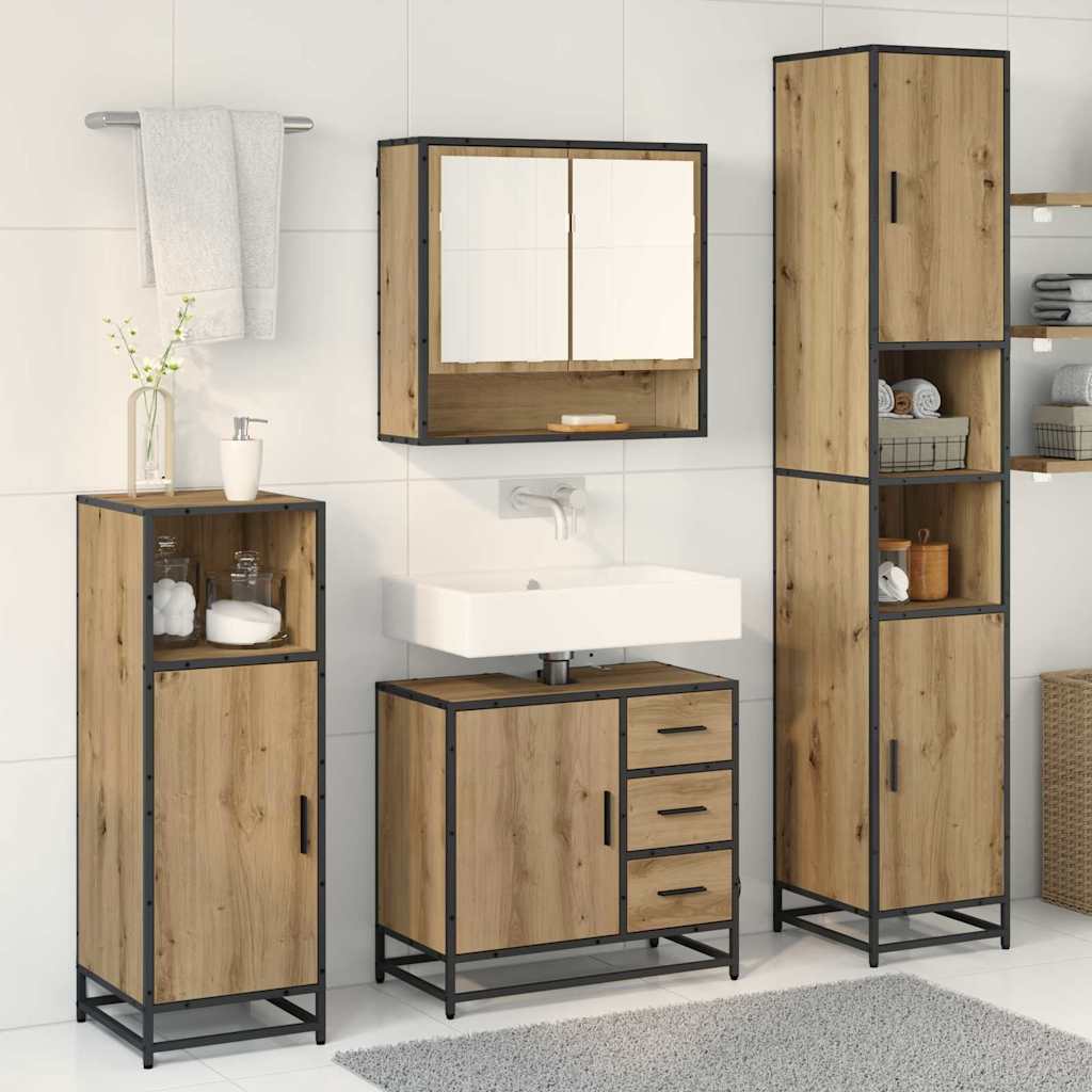 Σετ Επίπλων Μπάνιου 4 pcs Artisan Oak Επεξεργασμένο ξύλο - Pakobazaar