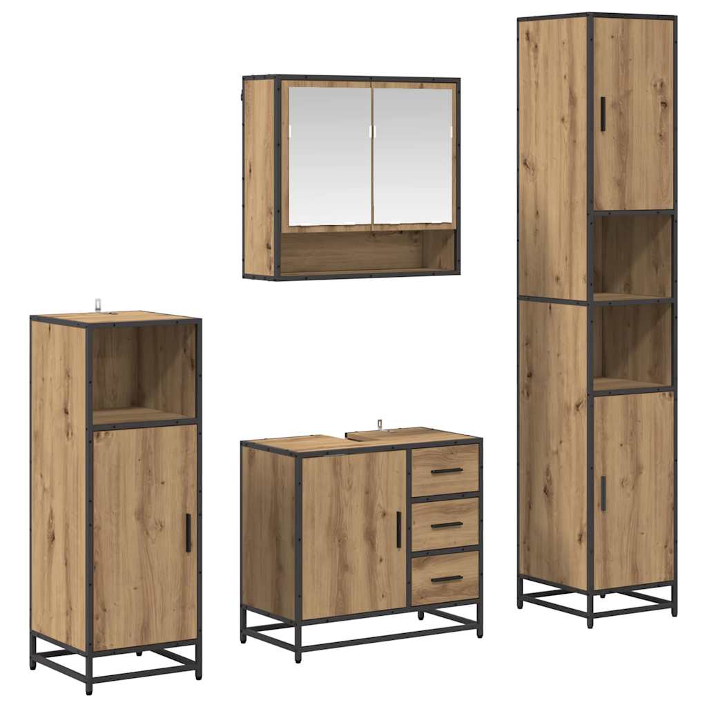 Σετ Επίπλων Μπάνιου 4 pcs Artisan Oak Επεξεργασμένο ξύλο - Pakobazaar