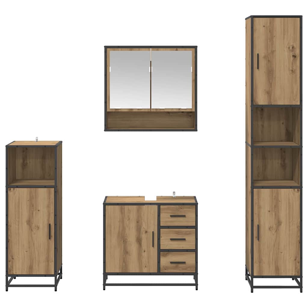 Σετ Επίπλων Μπάνιου 4 pcs Artisan Oak Επεξεργασμένο ξύλο - Pakobazaar