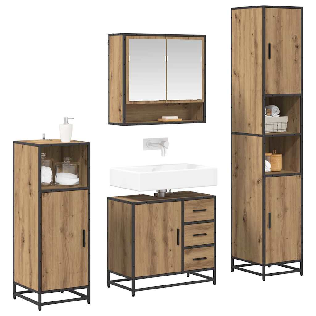 Σετ Επίπλων Μπάνιου 4 pcs Artisan Oak Επεξεργασμένο ξύλο - Pakobazaar