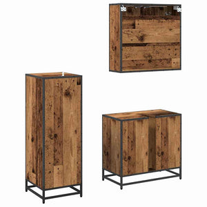 Σετ Επίπλων Μπάνιου 3 τμχ. Παλιό Ξύλο 65 x 33 x 60 εκ
