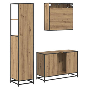 Σετ Επίπλων Μπάνιου 3 pcs Artisan Oak Επεξεργασμένο ξύλο - Pakobazaar