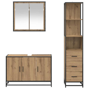 Σετ Επίπλων Μπάνιου 3 pcs Artisan Oak Επεξεργασμένο ξύλο - Pakobazaar