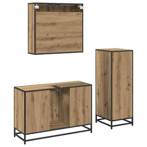 Σετ Επίπλων Μπάνιου 3 pcs Artisan Oak Επεξεργασμένο ξύλο - Pakobazaar