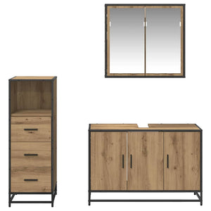 Σετ Επίπλων Μπάνιου 3 pcs Artisan Oak Επεξεργασμένο ξύλο - Pakobazaar