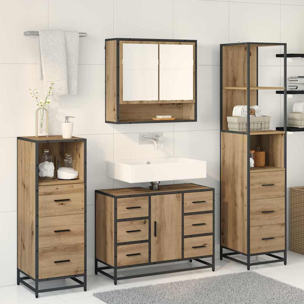 Σετ Επίπλων Μπάνιου 4 pcs Artisan Oak Επεξεργασμένο ξύλο - Pakobazaar