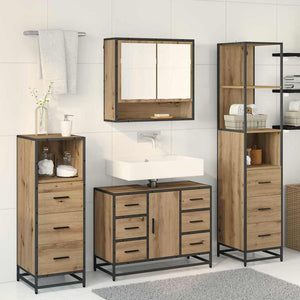 Σετ Επίπλων Μπάνιου 4 pcs Artisan Oak Επεξεργασμένο ξύλο - Pakobazaar