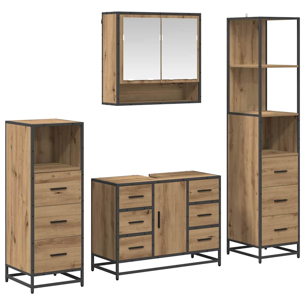 Σετ Επίπλων Μπάνιου 4 pcs Artisan Oak Επεξεργασμένο ξύλο - Pakobazaar